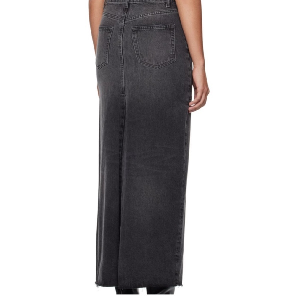 Reformation Tazz‎ Maxi Denim Skirt In Faded Black Color With Split Front Size 28 - Picture 11 of 11